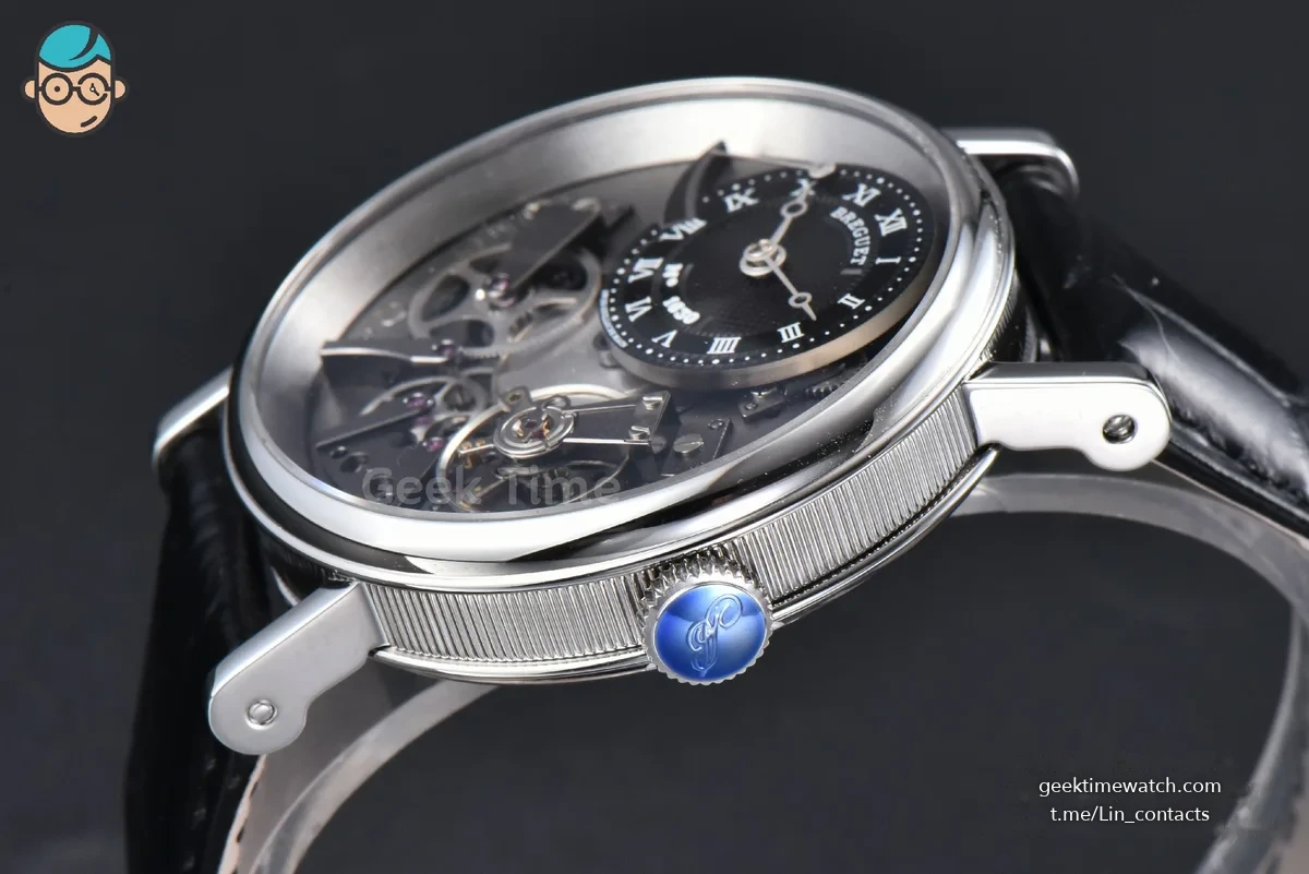 Tradition 7057BB ZF 40MM Gray Dial Black Subdial Black Leather Strap A505