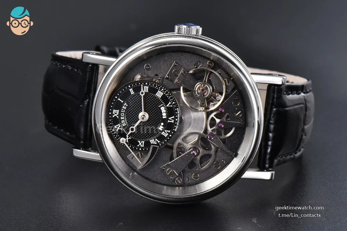 Tradition 7057BB ZF 40MM Gray Dial Black Subdial Black Leather Strap A505
