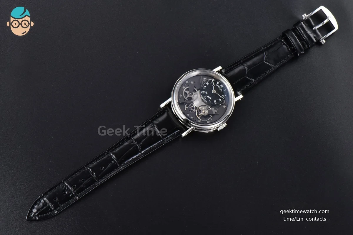 Tradition 7057BB ZF 40MM Gray Dial Black Subdial Black Leather Strap A505