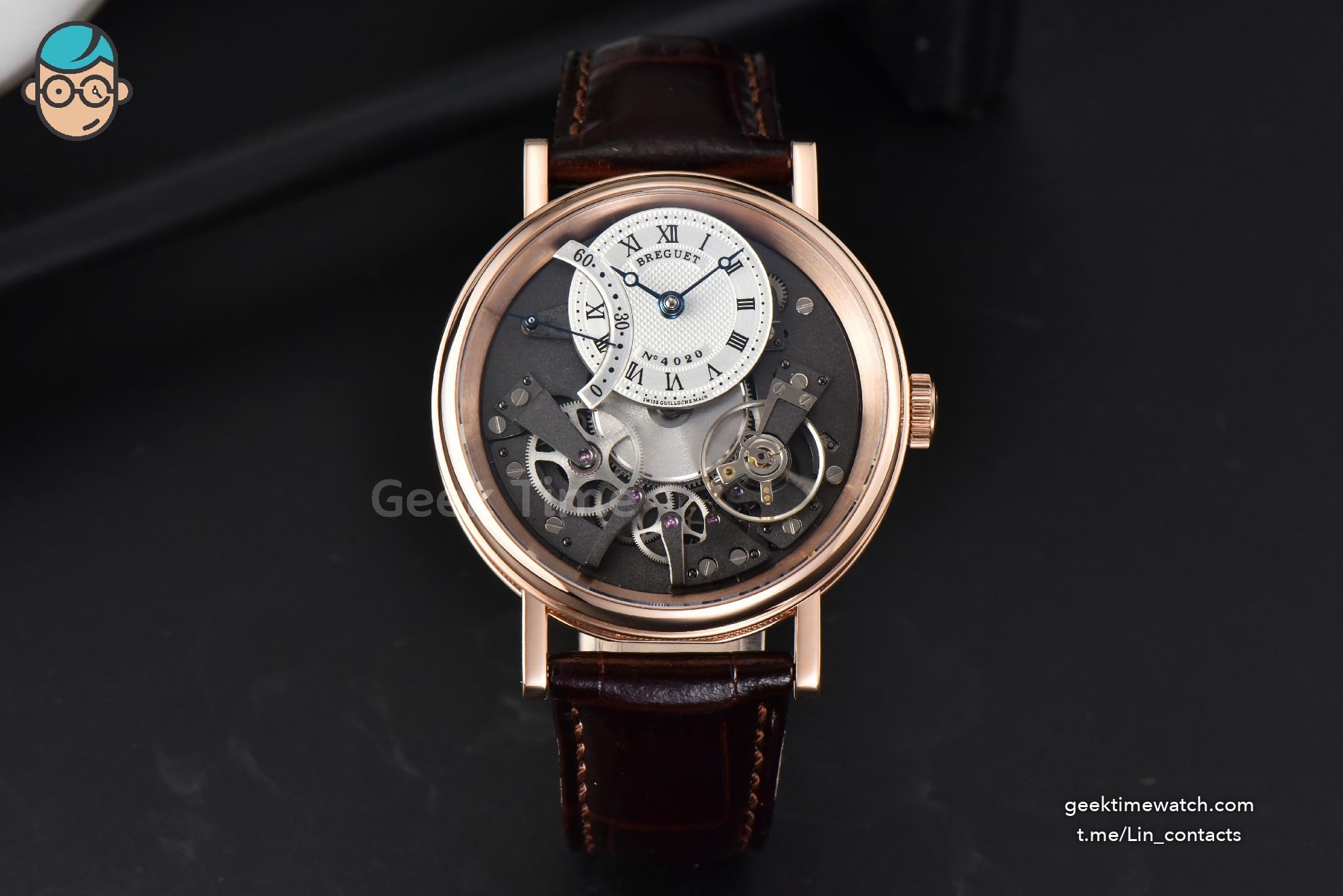 Tradition 7097BB RG ZF 40MM Gray Dial White Subdial Brown Leather Strap A505