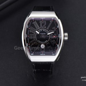 Vanguard V45 45mm ZF Black Textured Dial Black Leather Strap MIYOTA 9015