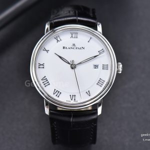 Villeret 6651 ZF 40MM White Dial Black Leather Strap CAL1151
