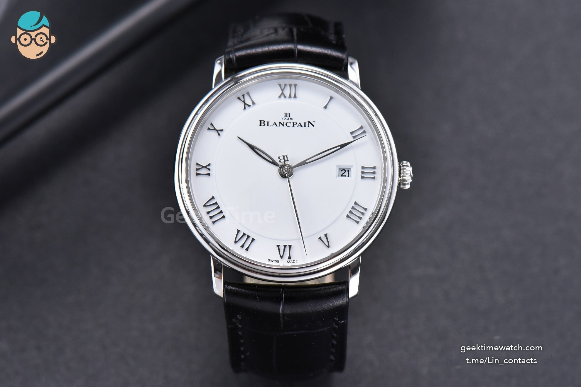 Villeret 6651 ZF 40MM White Dial Black Leather Strap CAL1151