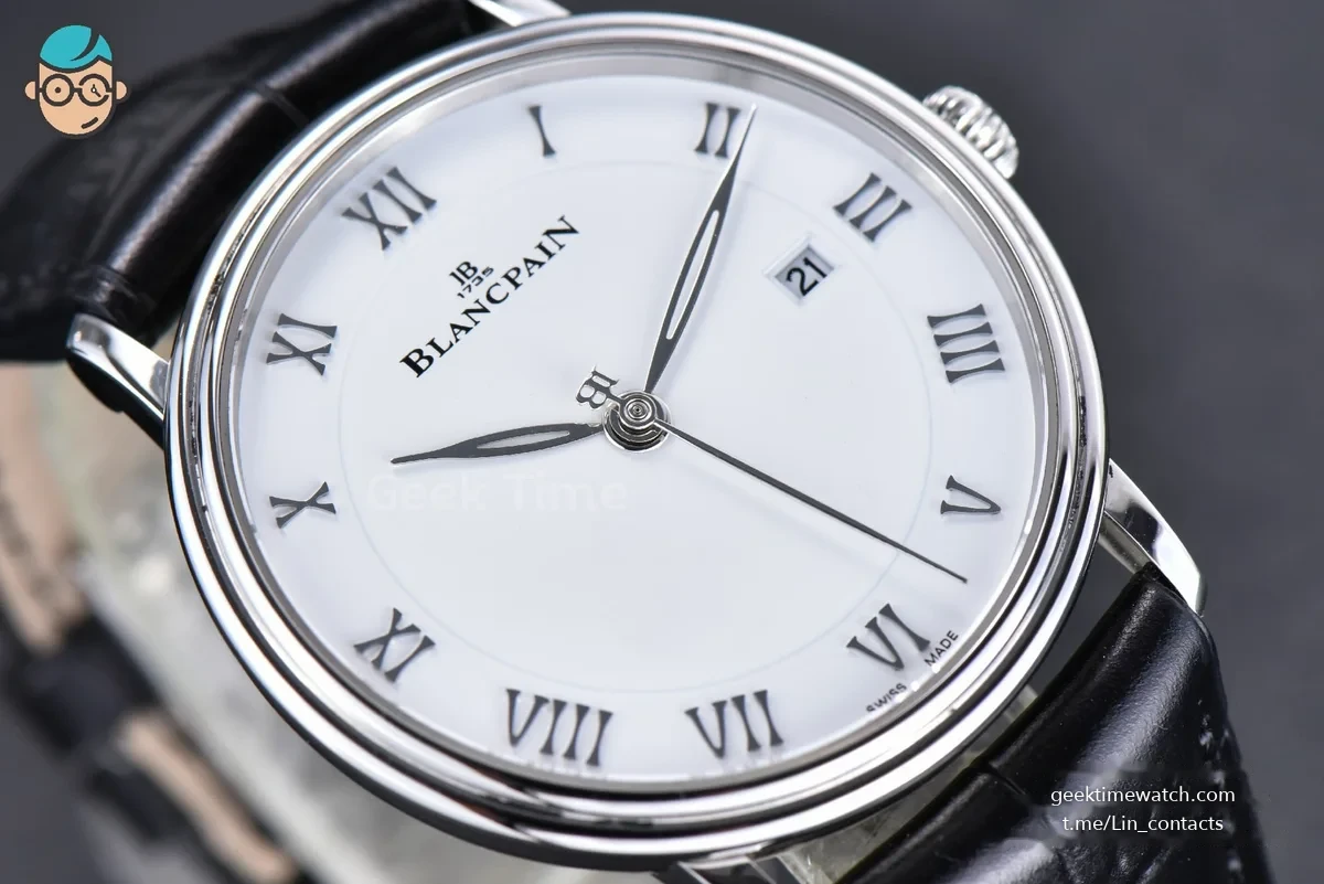 Villeret 6651 ZF 40MM White Dial Black Leather Strap CAL1151