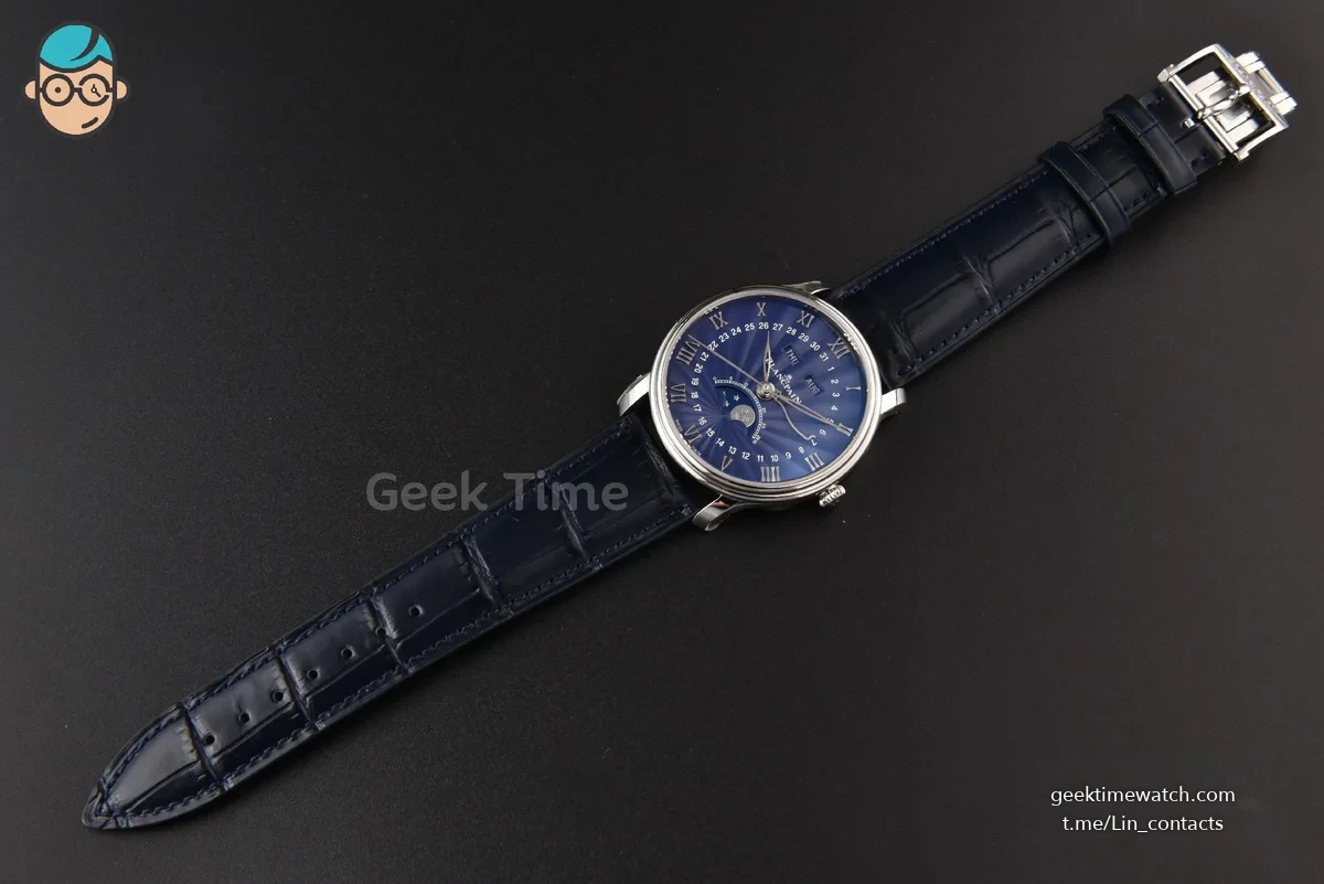 Villeret 6654 40mm Complicated Function OMF Blue Dial Black Leather Strap A6654 V3