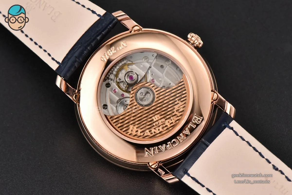 Villeret 6654 40mm Complicated Function OMF RG Blue Dial Black Leather Strap A6654 V3