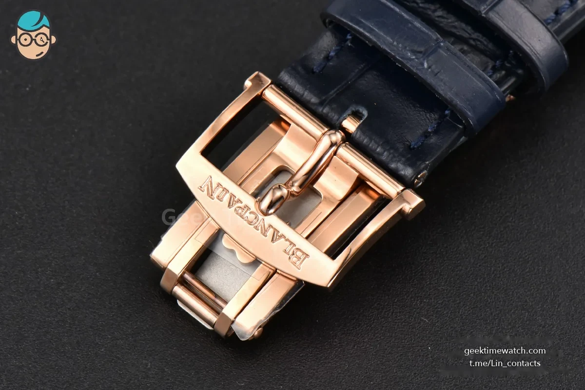 Villeret 6654 40mm Complicated Function OMF RG Blue Dial Black Leather Strap A6654 V3