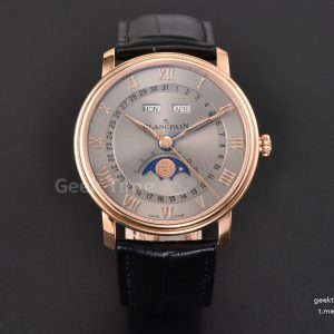 Villeret 6654 40mm Complicated Function OMF RG Silver Dial Black Leather Strap A6654 V3
