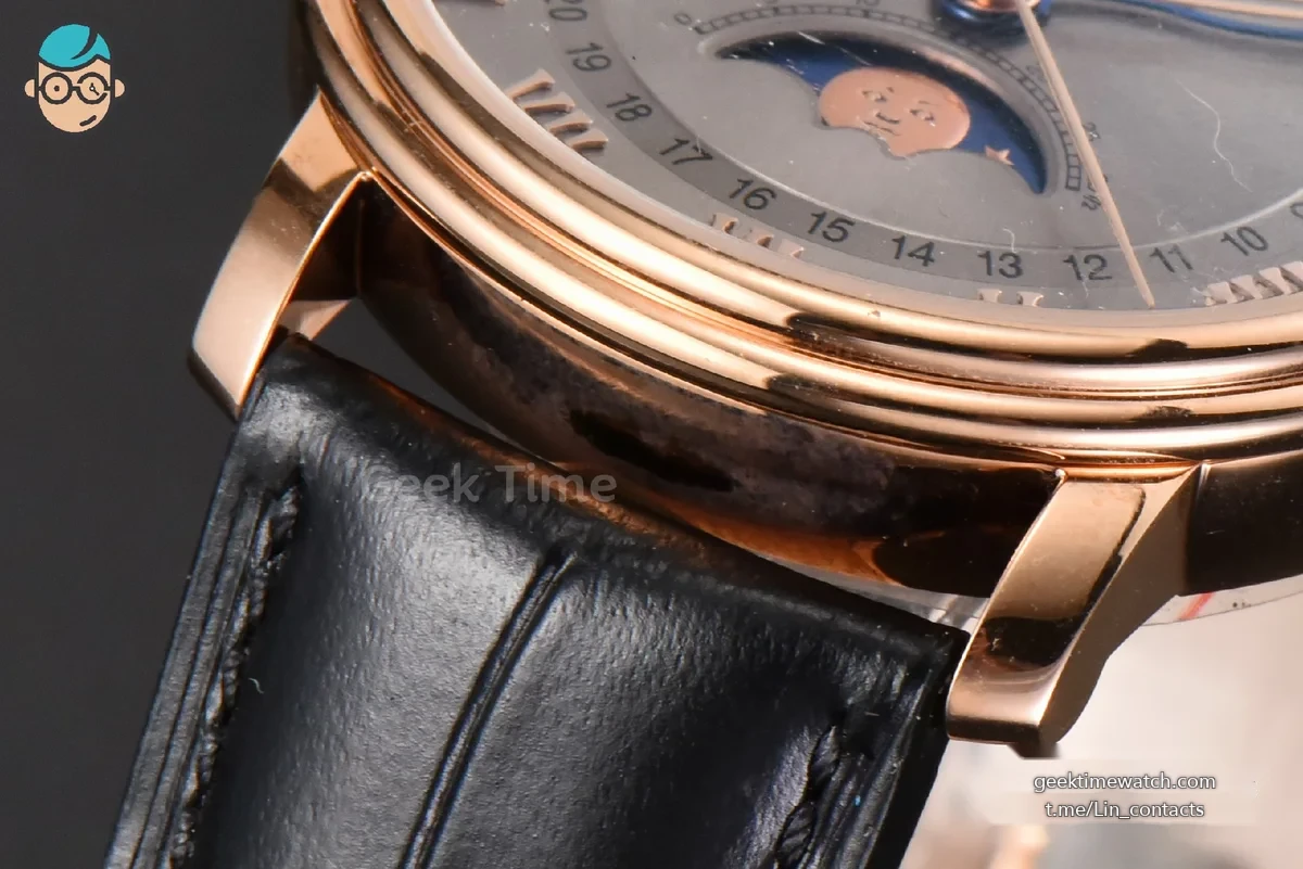 Villeret 6654 40mm Complicated Function OMF RG Silver Dial Black Leather Strap A6654 V3