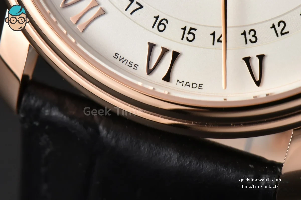 Villeret 6654 40mm Complicated Function OMF RG White Dial Black Leather Strap A6654 V3