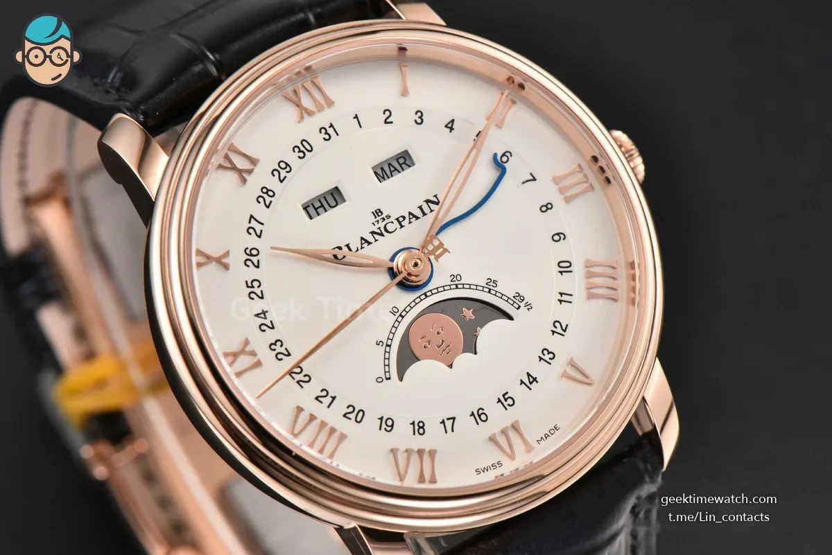 Villeret 6654 40mm Complicated Function OMF RG White Dial Black Leather Strap A6654 V3