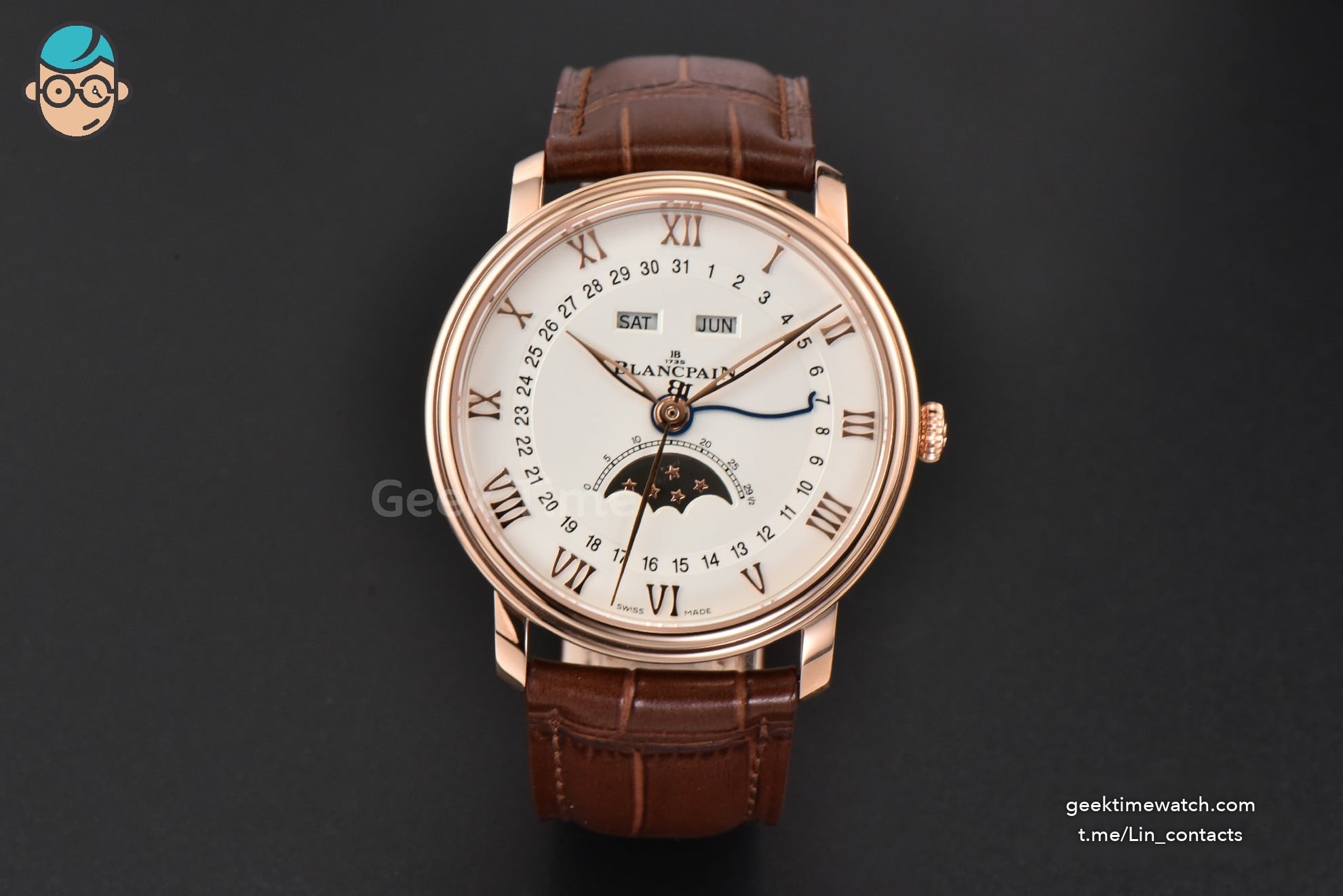Villeret 6654 40mm Complicated Function OMF RG White Dial Brown Leather Strap A6654 V3