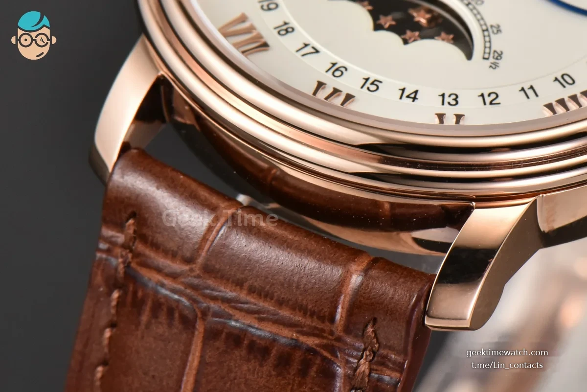 Villeret 6654 40mm Complicated Function OMF RG White Dial Brown Leather Strap A6654 V3