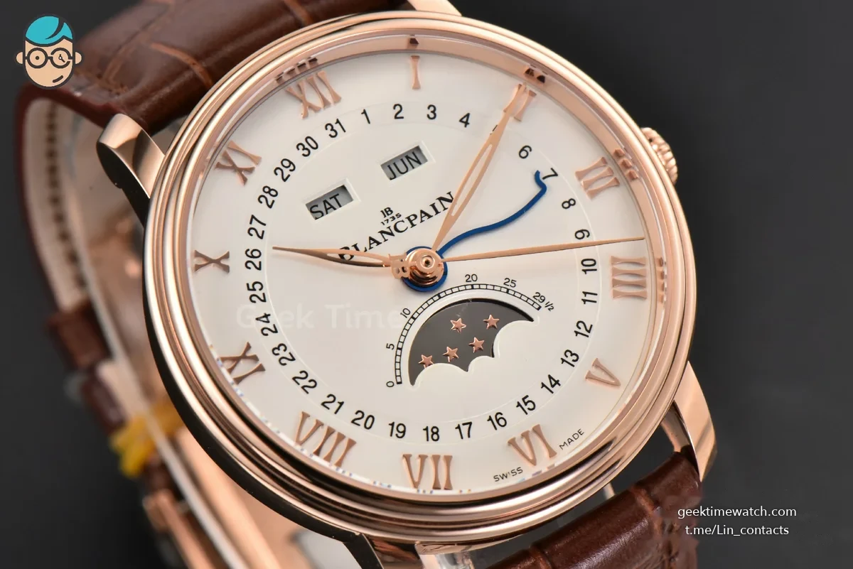 Villeret 6654 40mm Complicated Function OMF RG White Dial Brown Leather Strap A6654 V3