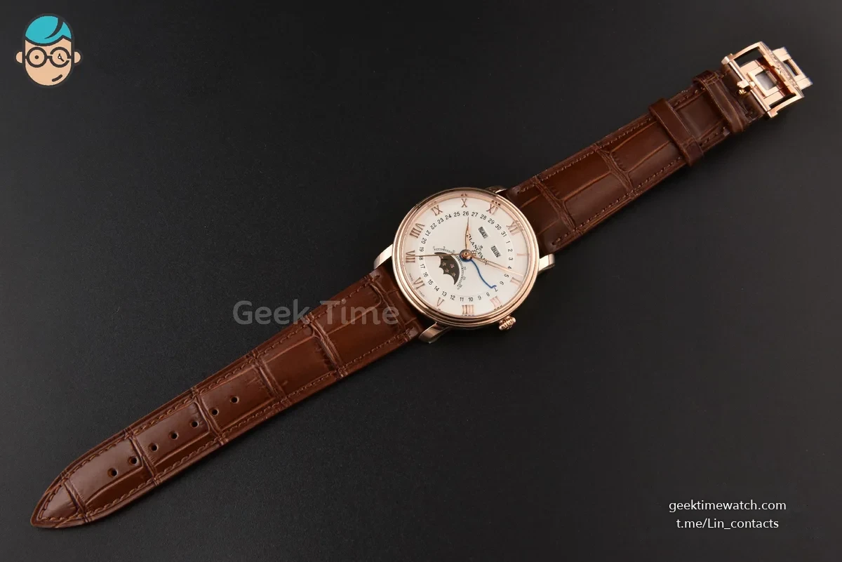 Villeret 6654 40mm Complicated Function OMF RG White Dial Brown Leather Strap A6654 V3