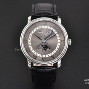 Villeret 6654 40mm Complicated Function OMF Silver Dial Black Leather Strap A6654 V3