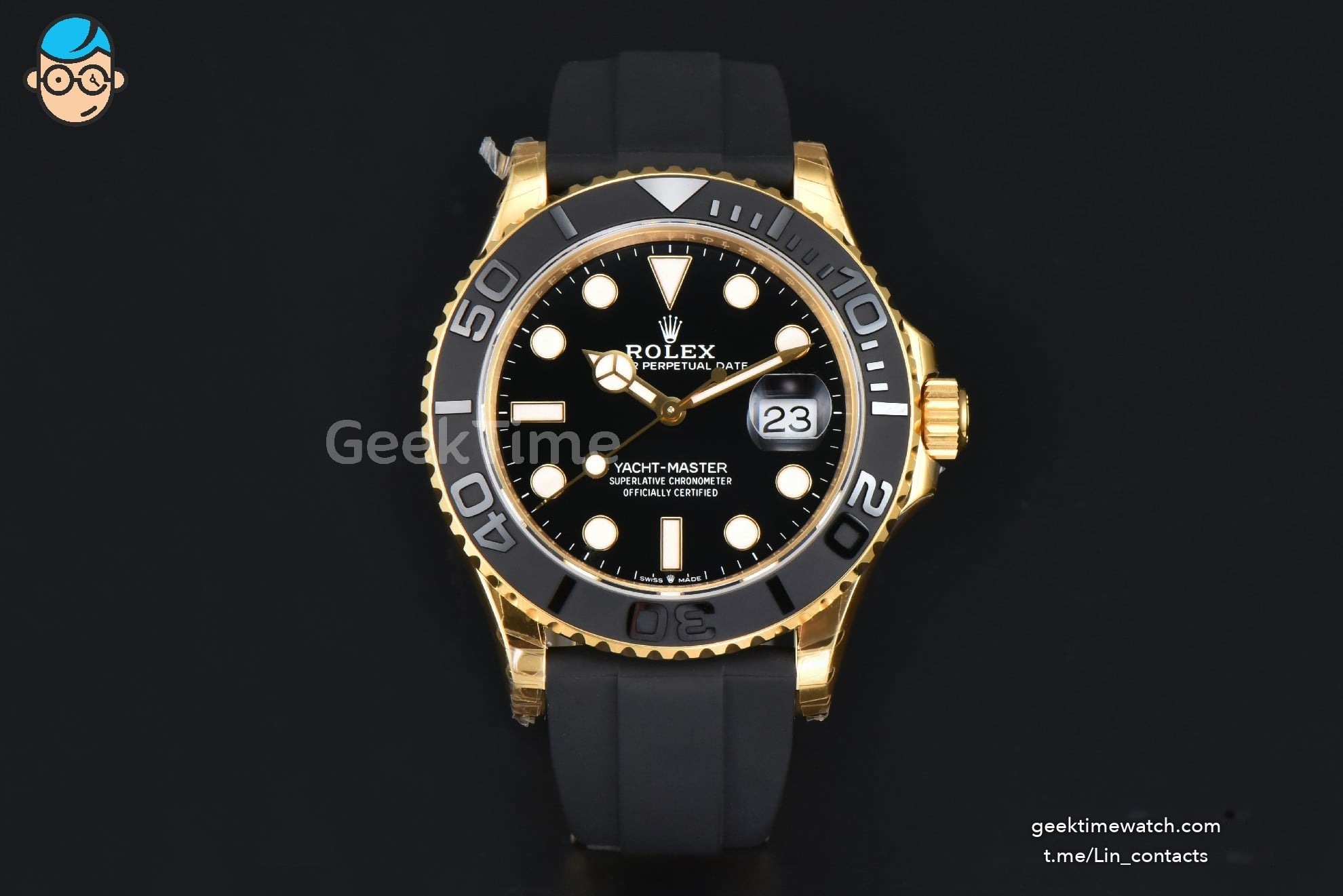 YachtMaster 226658 42mm YG VSF Black Bezel Black Dial Oysterflex Strap VS3235 V2(Tungsten)